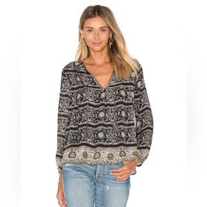 Joie Auberon Floral Blouse Silk Tie VNeck XS